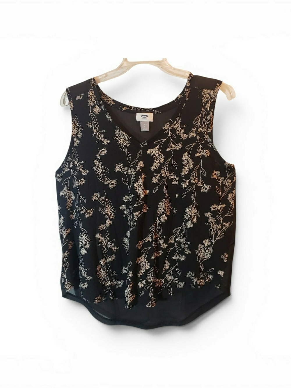 Old Navy lg black floral v-neck Sleeveless blouse.